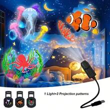 LED Projection Night Light With 10, 6 Or 3 Projection Designs, Marine Life Projection Light, LED Ocean Projection Light, USB Powered Space Themed Bedroom Decoration, And Night Light For Bedrooms - USB - 查看 14