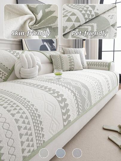 1 chiếc đệm sofa phong cách Bohemian chống thú cưng, đệm ngồi bằng lụa băng mát lạnh chuyên dụng cho mùa hè, vỏ bọc sofa có thể giặt được, tấm bảo vệ cao cấp cho phòng khách và phòng ngủ.