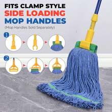 Onesimus 24 Oz Heavy Duty Mop Head Replacement, 5 Inch Headband For Quick Change Handle, Blue Loop-End Cotton Blend String Wet Dry Floor Mop Refill Commercial Cleaning Supplies, 1 Pack Large - ColorA - 查看 4