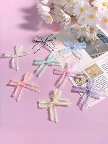 20pcs Lace Ribbon Bows, Sweet And Cute Style, Suitable For DIY Decoration, Gift Box Packaging, Hair Accessories, Clothing Decorations, Lingerie Accessories, DIY Hair Clips - View 6