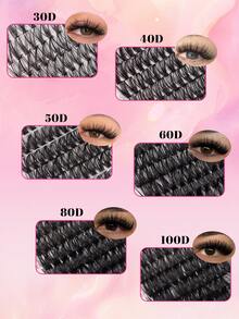 CMAYOME 600pcs/Set, 528pcs/Set, 482pcs/Set, 480pcs/Set, 384pcs/Set, 320pcs/Set, 120pcs/Set D-Curl Eyelash Extension Kit, DIY Eyelash Extension Set, Lightweight Natural Curly Lashes, Delicate And Feathery, Curl Similar To Natural Lashes, Length 9-20mm, 30D, 40D, 50D, 60D, 80D - Pink - View 5