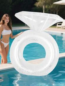 1pc Rhinestone Inflatable Swimming Ring - PVC Floating Pool Float, Suitable For Adults, Pool Parties And Beach Leisure, Bachelorette Party Gift, Wedding Decor, Party Supplies, Beach Vacation, Pool Party, Water Sports, Travel, Pool Inflatable, Beach Essentials, Pool Float - Multicolor - View 10