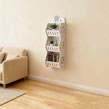 1pc Wall-Mounted Storage Rack, 3-Tier Bathroom Shelf, Space-Saving, High-Quality PVC Material, Multi-Scene Applicable, Suitable For Living Room, Bedroom, Shower Room, Modern Minimalist Design, Suitable For Displaying Collections And Small Decorations - Multicolor - View 3