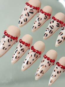 Leopard Print Fashion Press-On Nails, Suitable For Daily Wear - Multicolor - View 3
