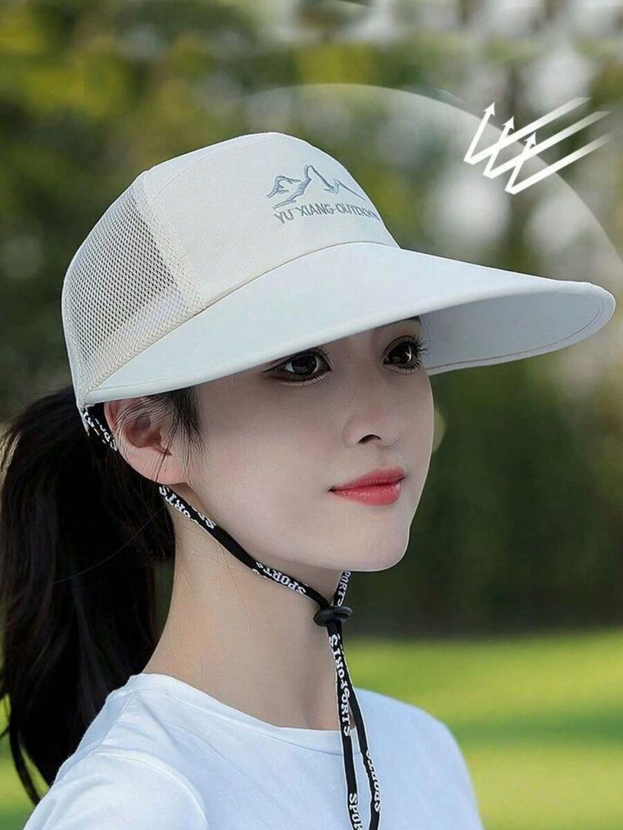 1 chiếc mũ rộng vành chống tia UV cho nữ, thích hợp cho mùa xuân và hè, kiểu dáng thời trang có thể điều chỉnh, mũ leo núi lưới thoáng khí, mũ che nắng cho nam, mũ cho nữ. - A - Xem 1