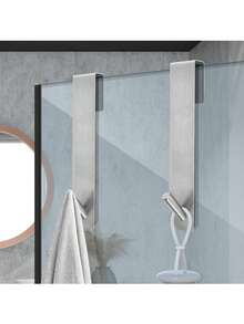 2pcs Silver Shower Door Hooks, Bathroom Extended Door Hooks For Frameless Glass Shower, Stainless Steel Towel Hooks, Heavy Duty Robe Hooks, Towel - View 5