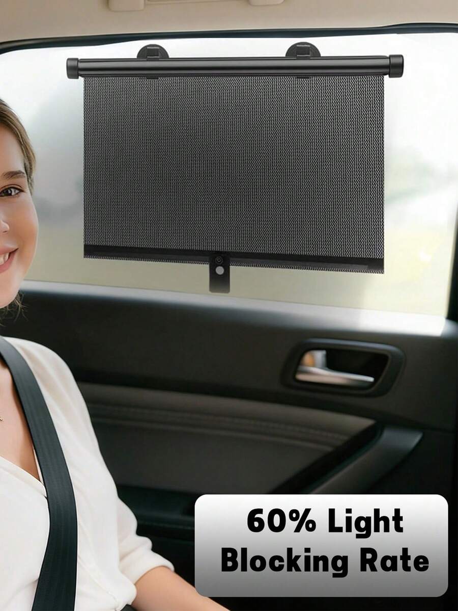 Suction Cup Retractable Blackout Curtain Sun Visor, Suitable For Car Side Windows, Portable Curtain Sunshade For Office, Home, Kitchen, Indoor And Vehicle - Sunshade Curtain - View 1