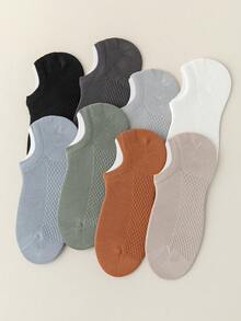 1/5 Pairs Random Color Men's Silicone Non-Slip Breathable Mesh Casual Boat Socks, Comfortable For Home & Spring/Summer Wear - Multicolor - View 2