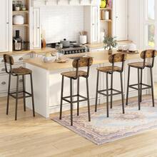 GILLAS - Juego de 2 taburetes de bar modernos con respaldo y reposapiés, estilo industrial para comedor, encimera de cocina, café rústico - Negro - Ver 8