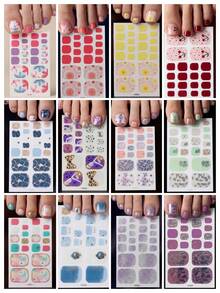 1 Pc Toenail Stickers, Nail Art Stickers, Summer Ocean Theme, Floral Pattern Toenail Stickers, Quick And Easy To Complete Your Manicure. Self-Adhesive Nail Stickers, Suitable For Women And Girls. Nail Supplies. - Multicolor - View 1