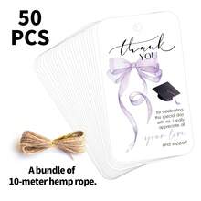 50pcs Happy Graduation Gift Tags With Hemp Rope - Congrats Grad Paper Gift Tags, Graduation Celebration Hanging Labels For Presents, Gift Wrapping & Party Decorations - Hang Tag - View 8