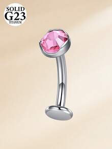 CIZME 14G钛合金肚脐环 - 粉色圆形锆石肚脐环，女士款，锆石心形蛋白石肚脐穿孔，银粉色 - 粉色 - 查看 5