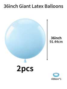 浅蓝色乳胶派对气球，2/4/6/10/18/30个装 - 36英寸巨型气球，18英寸大型圆形浅蓝色氦气球，适用于生日派对、婚礼、宝宝性别揭晓派对、周年纪念、复活节、毕业派对装饰 - 淡藍色 - 查看 11