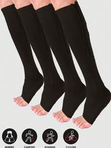 4/3 Pairs Unisex Zipper Compression Socks, Breathable Sports Socks Suitable For Running, Cycling, Camping, Skipping - Multicolor - View 11