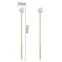 Nooxian 2 piezas Pendientes con cadena de perlas, aptos para uso diario - Amarillo Oro - Ver 4