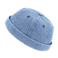 Brimless Caps for Men Vintage Denim Hat Rolled Cuff Docker Brimless Hat Sailor Beanie for Hip Hop Dancing Watch Cap - como en la foto - Ver 9
