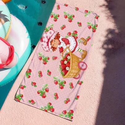 1pc Strawberry Polka Dot Bath Towel, Daily Home Absorbent Bath Towel, Dual-Use Seaside Pool Wrap, Skin-Friendly Breathable High-Value Towel,Super Soft And Absorbent, Cool Summer Towel, Suitable For Holiday Birthday Gifts, Home And Travel