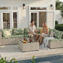Outdoor Deep Seat Cushions Waterproof Patio Seat And Back Cushion Set, Fade-Resistant Seasonal Chair Cushion With Removable Cover For Dining Arm Chairs, Wicker Chairs And Garden Furniture Sofa Chair Cushion Set Decoration For Outdoor Garden, Deck, Porch, Patio Furniture - 淡綠 - 查看 6