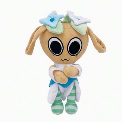 Soft & Cuddly Floral Character Plush Toy, Adorable Big-Eyed Stuffed Animal With Bunny Ears & Detailed Outfit, Durable Plushie For Toddlers, Kids & Cartoon Fans