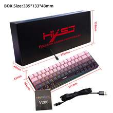 Teclado con cable de membrana de 68 teclas con degradado de color V200, 25 teclas anti-ghosting, teclas de doble inyección, retroiluminación RGB - Ver 12