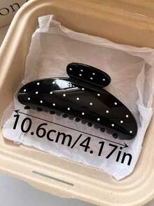 2个/1个女士黑白波点塑料发夹，时尚百搭优雅简约纯色发爪，适合日常、休闲、派对、通勤、海滩、丸子头、马尾辫、洗脸、化妆、穿搭配饰，夏季发饰沙滩发爪夹度假必备 - 彩色 - 查看 2