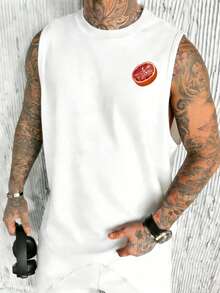 Camiseta de tirantes holgada con estampado de vibra de verano de California para hombre - Blanco - Ver 4