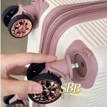 Carry-On Suitcase 10kg 360 Wheels Handbag Travel - Beige With Pink - View 2
