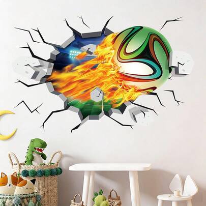 1pc Self-Adhesive Football Wall Decal, Decorative Sticker Suitable For Living Room, Dining Room, Bedroom And Other Scenes