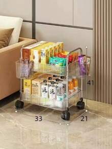 1个多层（2/3/4层）透明多功能滚动推车/置物架，承重力强，带旋转轮，可锁定，方便灵活，亚克力材质，落地式移动零食收纳推车，适用于厨房、浴室、客厅和卧室，是存放化妆品、书籍和家居用品的理想之选。 - 彩色 - 查看 14