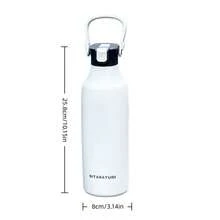 1个简约不锈钢保温水瓶，720毫升大容量运动吸管杯，带提手，便携式户外旅行 - 彩色 - 查看 7