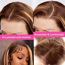 Tóc giả thẳng mượt siêu dày 200% - Tóc giả ren phía trước HD 13x6, tóc người nguyên chất pha trộn, đã được tỉa sẵn, không cần keo dán, với đường chân tóc tự nhiên, kiểu dáng siêu dày, mềm mượt và vẻ ngoài tự nhiên dành cho phụ nữ, không cần keo và sẵn sàng để sử dụng. - SP4/27 - Xem 21