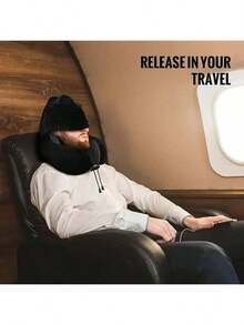 U-Shaped Travel Pillow With Hood - Adjustable, Portable Neck Support Fit For Airplane & Home Use, Medium Soft, Washable Cover - Black - View 11