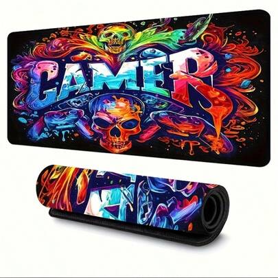 Stylish Neon Skull Art Gaming Mouse Pad With Non-Slip Rubber Backing - Perfect For Gamers, Office Workers, And Home Users - Available In Various Sizes, A Great Gift Choice For Halloween And Christmas.