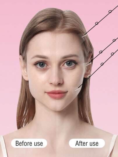 隐形提拉紧致贴套装，面部训练贴，低过敏透明提拉贴，配有4条可调节弹力带，改善面部扁平，隐形提拉紧致贴，面部提拉贴，隐形提拉贴，透明无缝紧致面部皱纹贴