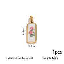 1Pc 18K Gold Plated 304 Stainless Steel Vintage Floral Pendant, Geometric Flower Print Charm Anti-Tarnish DIY Bracelet Necklace Accessories - Flower Pendant - View 10