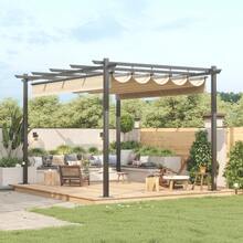 Devoko Gunji 3x3/3x4m Gazebo, Stable, Cold-Resistant, With Magnetic Fastening, Pergola With Adjustable Shade Area, Aluminum Frame, For Garden And Patio Roofing, Beige/Grey - Beige - View 11