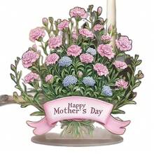 1pc 2D Acrylic Carnation Decor, Suitable For Office, Bedroom And Living Room, Mother's Day And Birthday Creative Gift, Multifunctional Floral Decoration With Stand - Style a - View 6