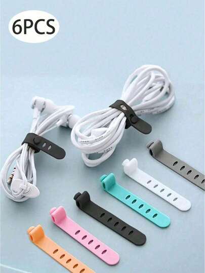 5-Hole Anti-Lost Earphone Organizer, Data Cable Charging Line Management Clip, Creative Wire Organizer