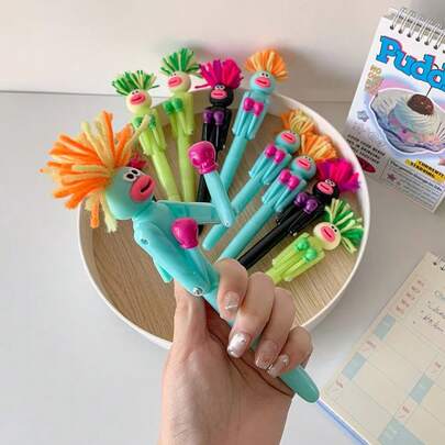 Fuzzy Punching Bag Stress Relief Pen, Cartoon Funny Big Mouth Ball Pen, Student Entertainment Creative Gift Pen, Reward