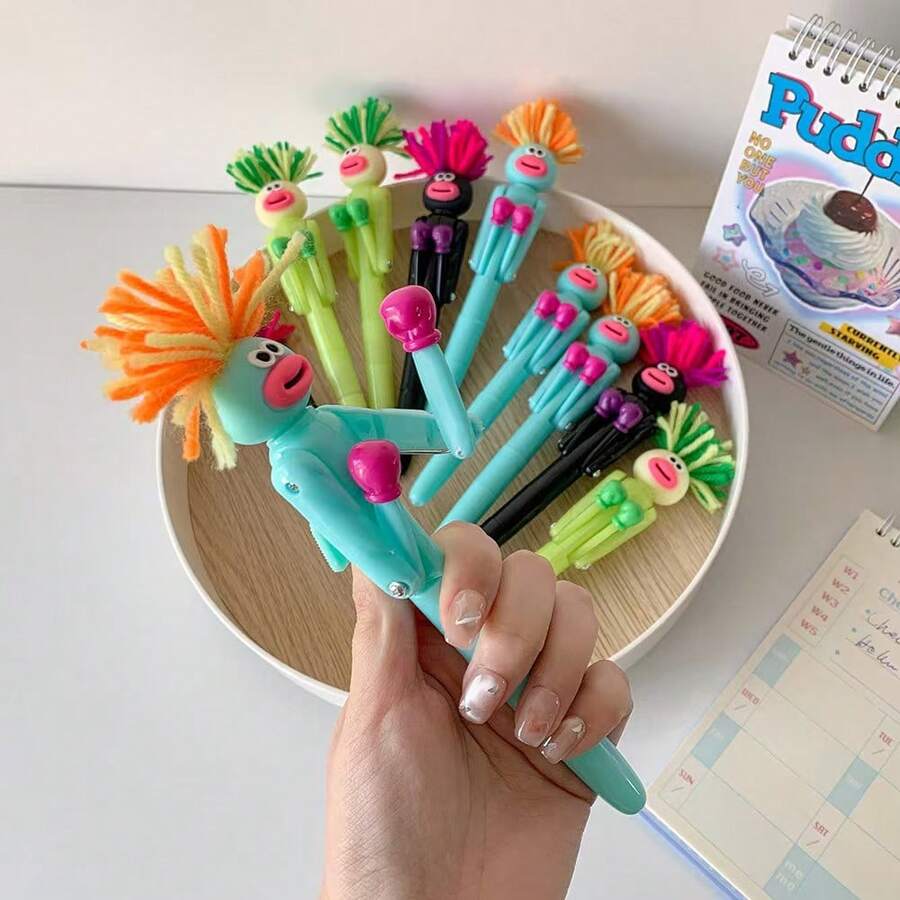 Fuzzy Punching Bag Stress Relief Pen, Cartoon Funny Big Mouth Ball Pen, Student Entertainment Creative Gift Pen, Reward - Multicolor - View 1