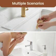 Stone Faucet Mat For Kitchen Sink Diatomite Drying Mat Super Absorbent Quick Dry Water Absorbing Stone Tray With Drainage Grooves Splash Guard Protector - White - View 5