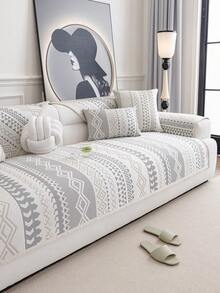 1 chiếc đệm sofa phong cách Bohemian chống thú cưng, đệm ngồi bằng lụa băng mát lạnh chuyên dụng cho mùa hè, vỏ bọc sofa có thể giặt được, tấm bảo vệ cao cấp cho phòng khách và phòng ngủ. - Xám - Xem 7