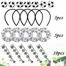 Bộ phụ kiện chụp ảnh chủ đề bóng đá 20 món/5 bộ: Bao gồm 5 băng đô + 10 băng đeo cổ tay + 5 dây buộc tóc co giãn, trang trí sáng tạo phù hợp cho người hâm mộ, sự kiện thể thao, tiệc tùng. - Phụ kiện chụp ảnh ngày lễ - Xem 10