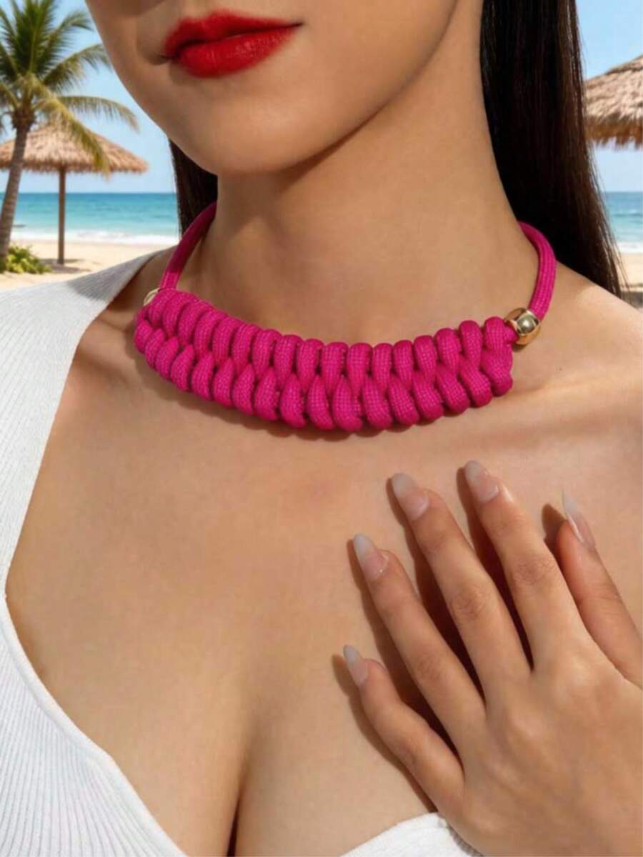 imoli 1 chiếc dây chuyền xương đòn dệt bằng dây polyester tối giản, kiểu dáng retro, món quà hoàn hảo dành cho phụ nữ để phối cùng trang phục thường ngày, phù hợp cho mọi mùa.
