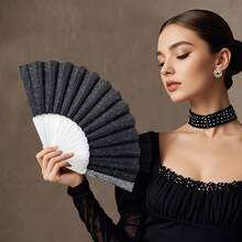 Shiny Foldable Hand Fan, Transparent Fan Ribs, Shiny Sequin Fan, Easy To Open And Close, Summer Beach Fan, Beach Accessory, Suitable For Festivals, Weddings And Travel,Fashionable Wedding Gift Or Favor, Bridal Wedding Gift, Bridesmaid Accessory - Multicolor - View 2