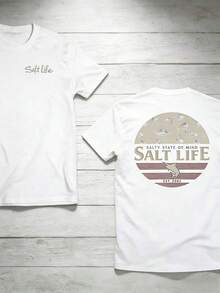 The "Salt Life" T-Shirt, Featuring A Print Of Near-Shore Fish, Is Ideal For Ocean Lovers And Beach Adventurers. - 白色 - 查看 10