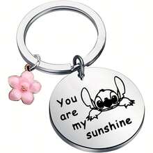 Disney 1件史迪奇动漫钥匙扣项链和钥匙扣包挂件不锈钢激光雕刻礼品 - 彩色 - 查看 5