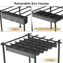 Devoko Gunji 3x3/3x4m Gazebo, Stable, Cold-Resistant, With Magnetic Fastening, Pergola With Adjustable Shade Area, Aluminum Frame, For Garden And Patio Roofing, Beige/Grey - bằng cấp - Xem 4