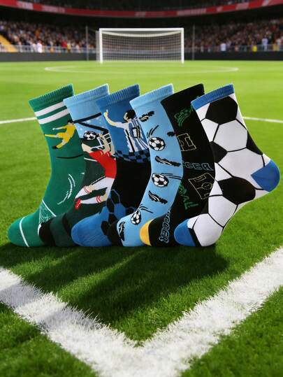 1/6 Doppelpack Fußball-Element Wadensocken für die Weltmeisterschaft, personalisierte Sportssocken für Frühling und Sommer, bequem und langanhaltend für Herren, Damen und Studenten, Fanstil Socken