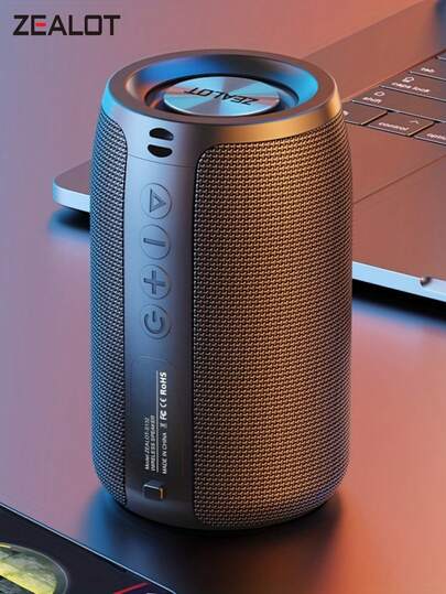  Zealot S132 10W 无线蓝牙音箱，户外便携式强劲低音，IPX5 防水，TWS 立体声配对，带低音炮，包含充电线和 AUX 音频线，支持 FM 收音机/TF 卡/USB 接口